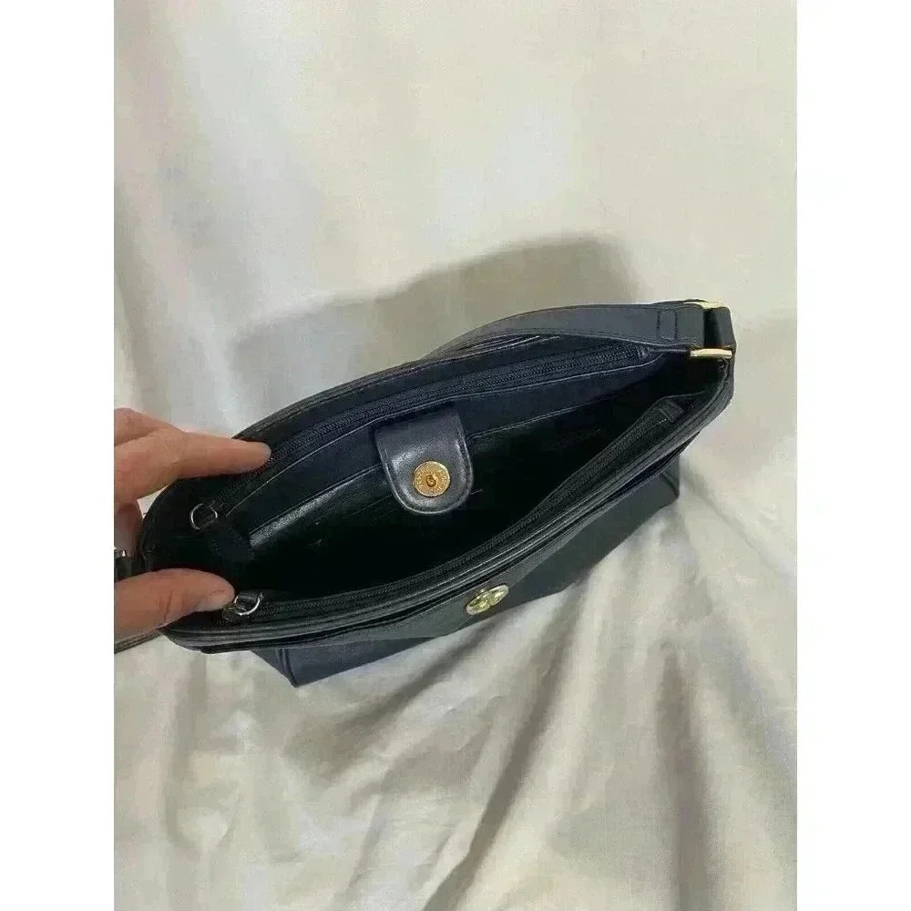 Giani Bernini Blue and Black Crossbody Bag with Gold Hardware - Picture 3 of 8